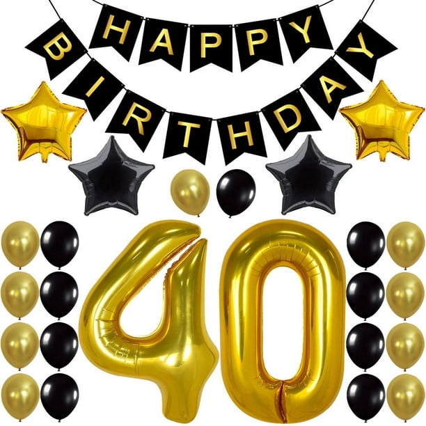 Details about   40th Birthday Party Decorations Kit Happy Banner With Number Balloons For Purple